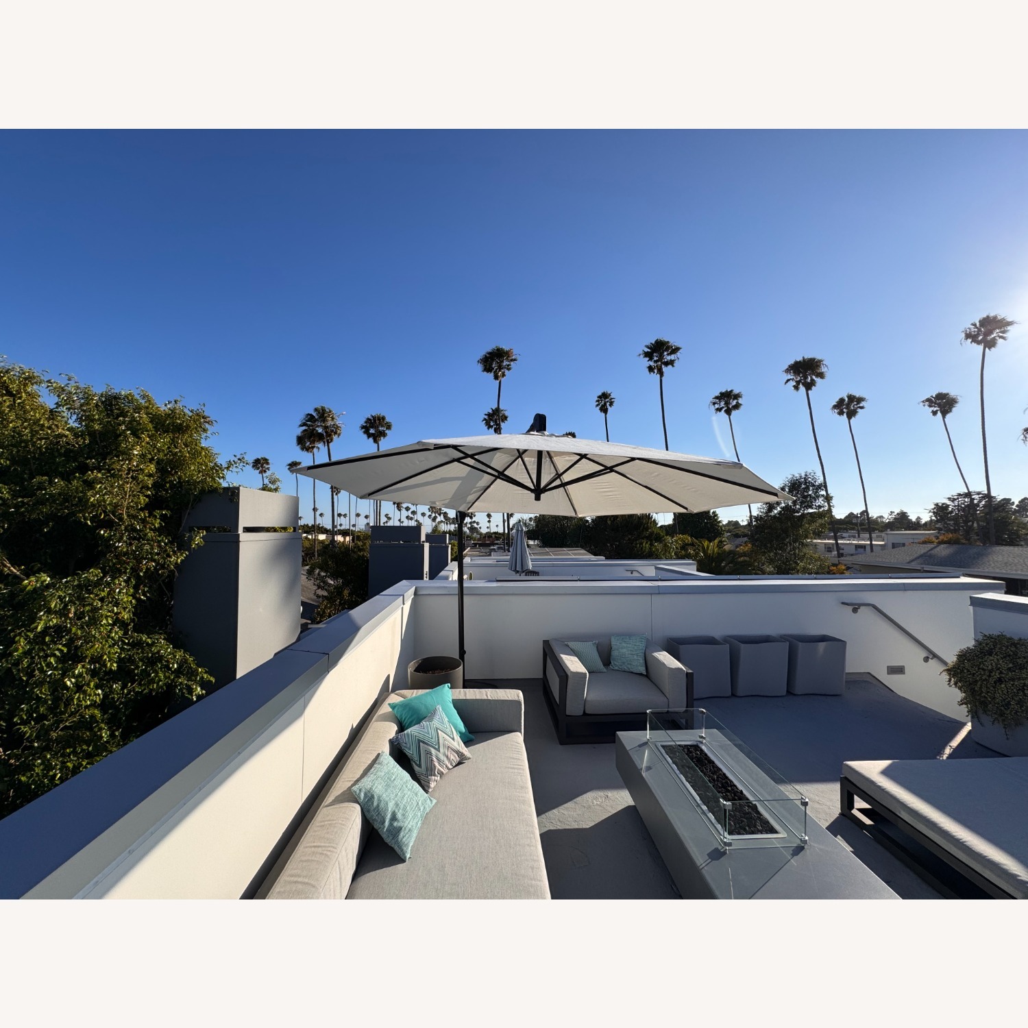Crate & Barrel White Fabric Umbrella - image-3