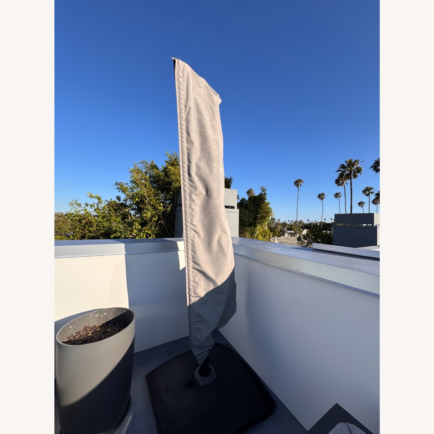 Crate & Barrel White Fabric Umbrella - image-5