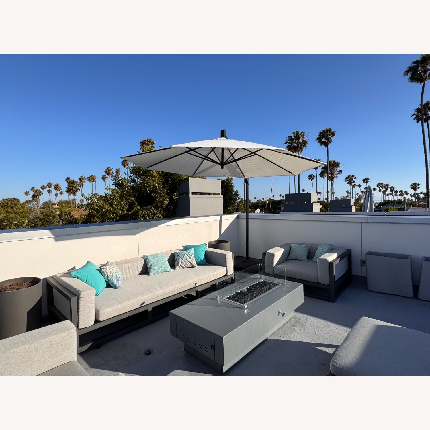 Crate & Barrel White Fabric Umbrella - image-1