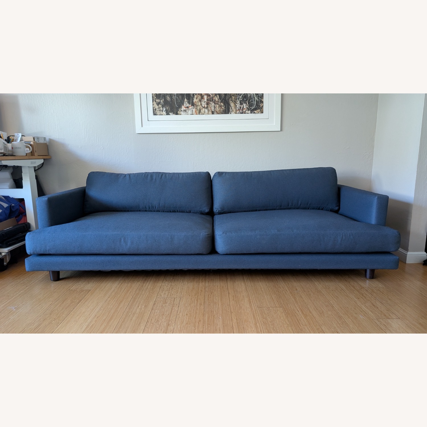 Knoll D'Urso Sofa 7.5' Indigo Hourglass Fabric - image-3