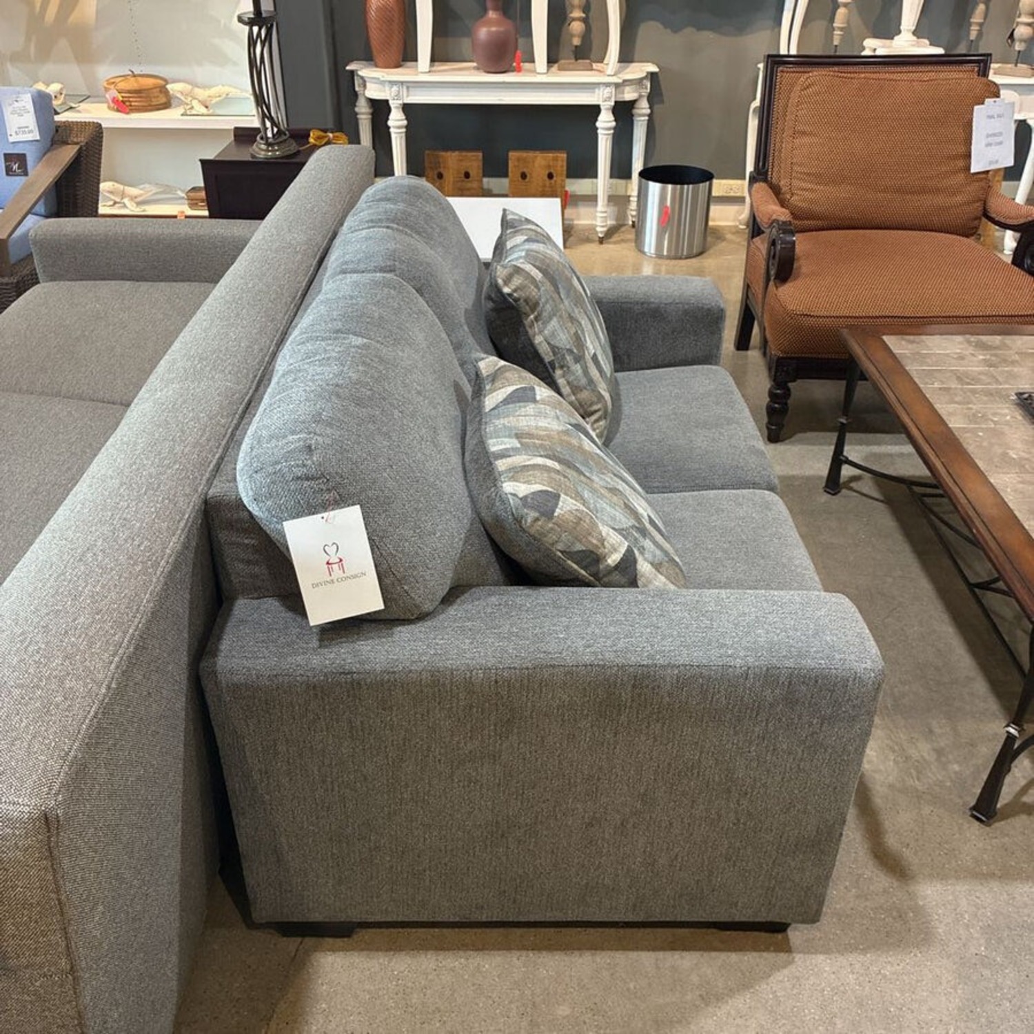 Chenille w Fixed Back Cushions Loveseat - image-3