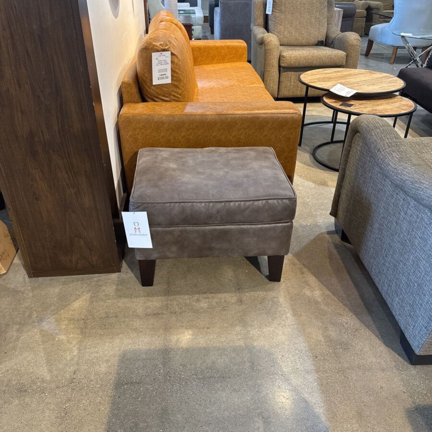 Traditional Suede Ottoman Gray - image-4