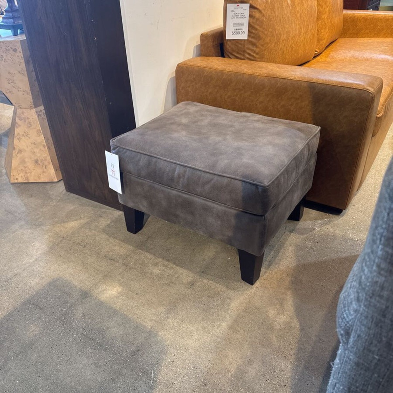 Traditional Suede Ottoman Gray - image-3