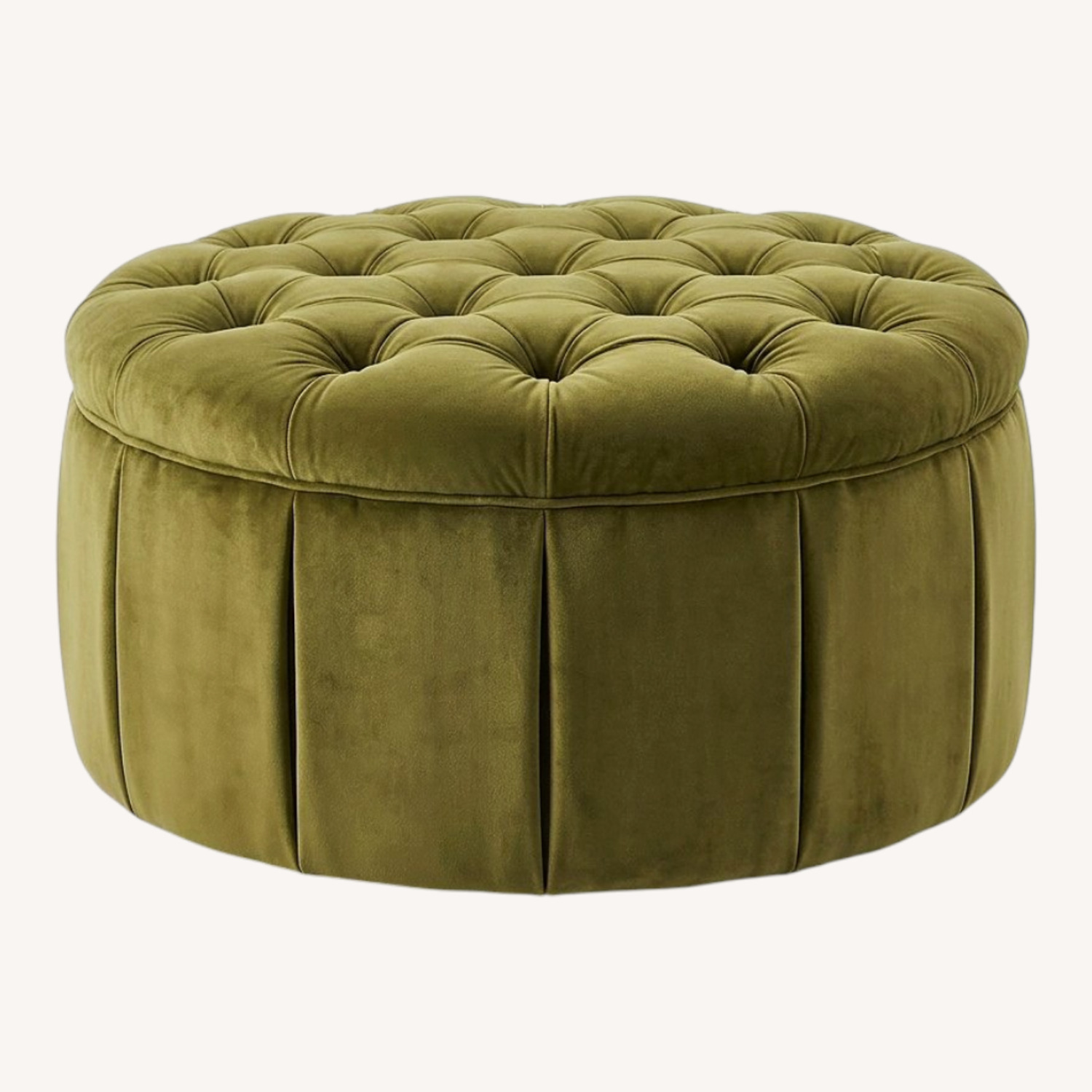 Century Custom Round Tufted Velvet Ottoman - image-0
