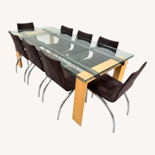 Used Elegant Glass Dinning Room Table Set for sale on AptDeco