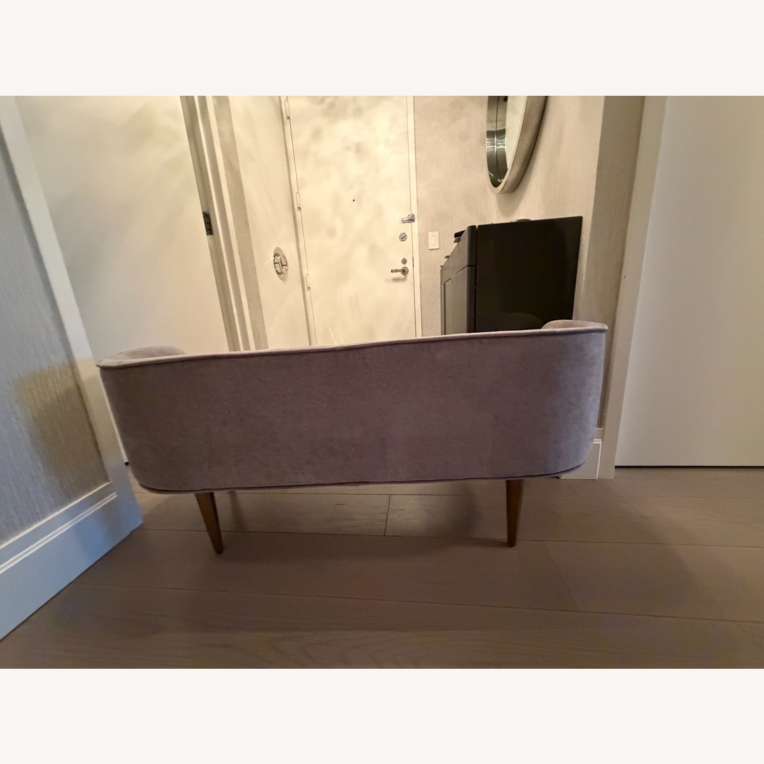 West Elm Dark Gray Fabric Bench - image-3