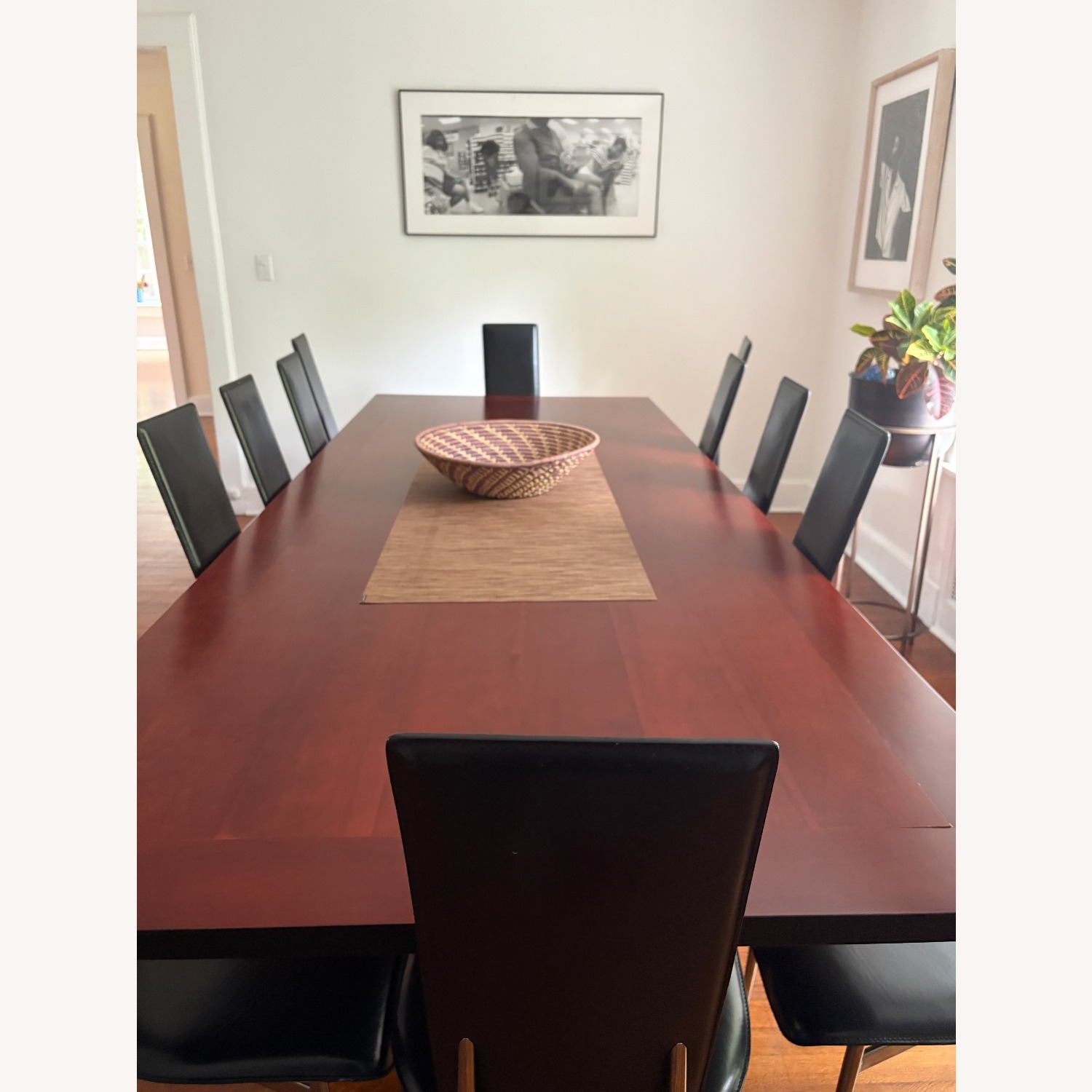 Wood Dining Table with 12 Leather Chairs - image-2