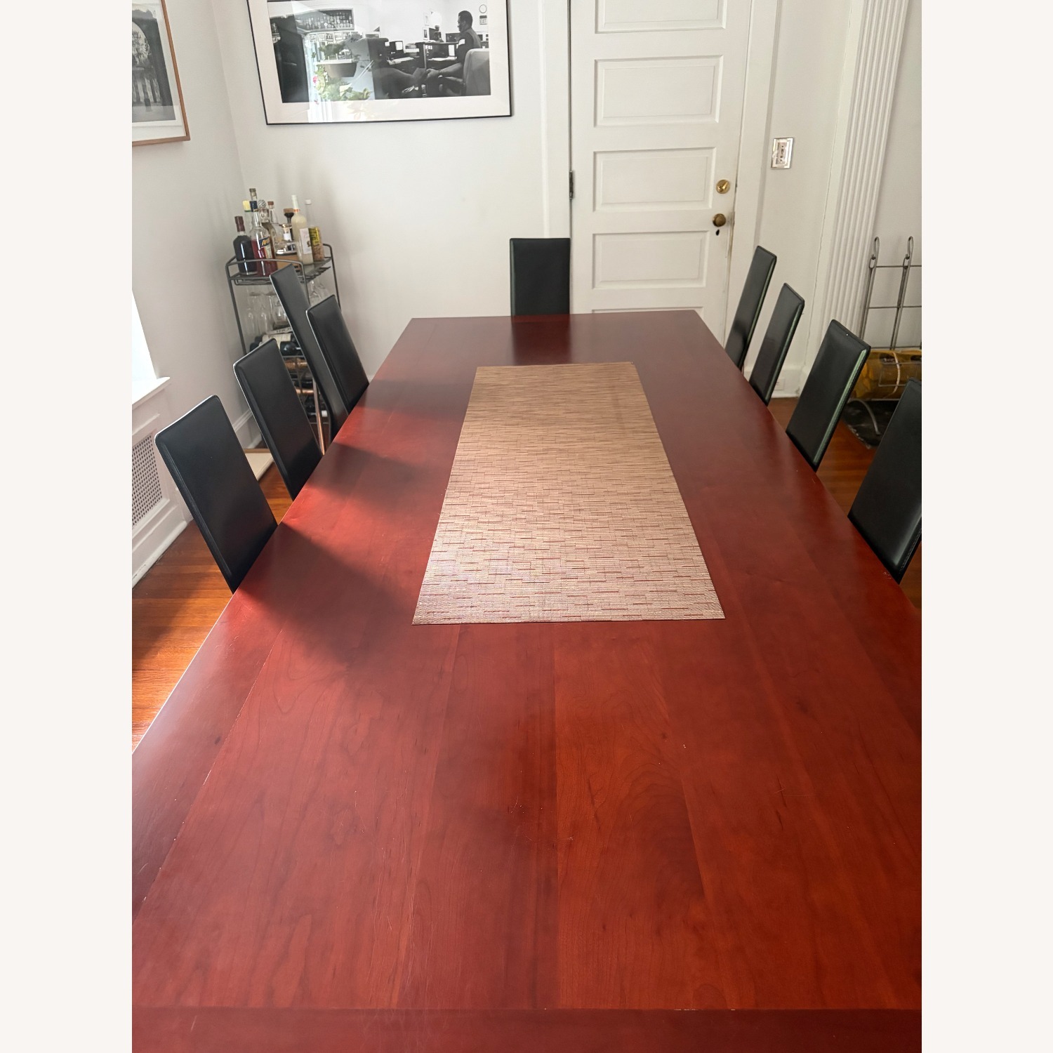 Wood Dining Table with 12 Leather Chairs - image-4