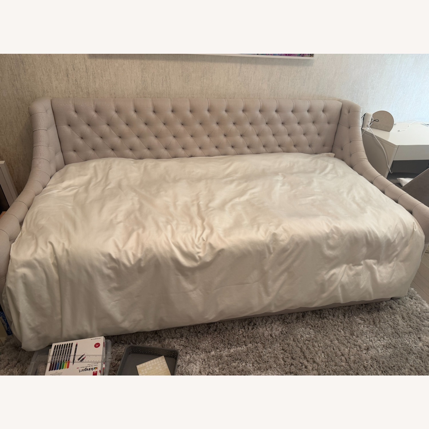 Restoration Hardware Light Gray Linen Daybed - image-1