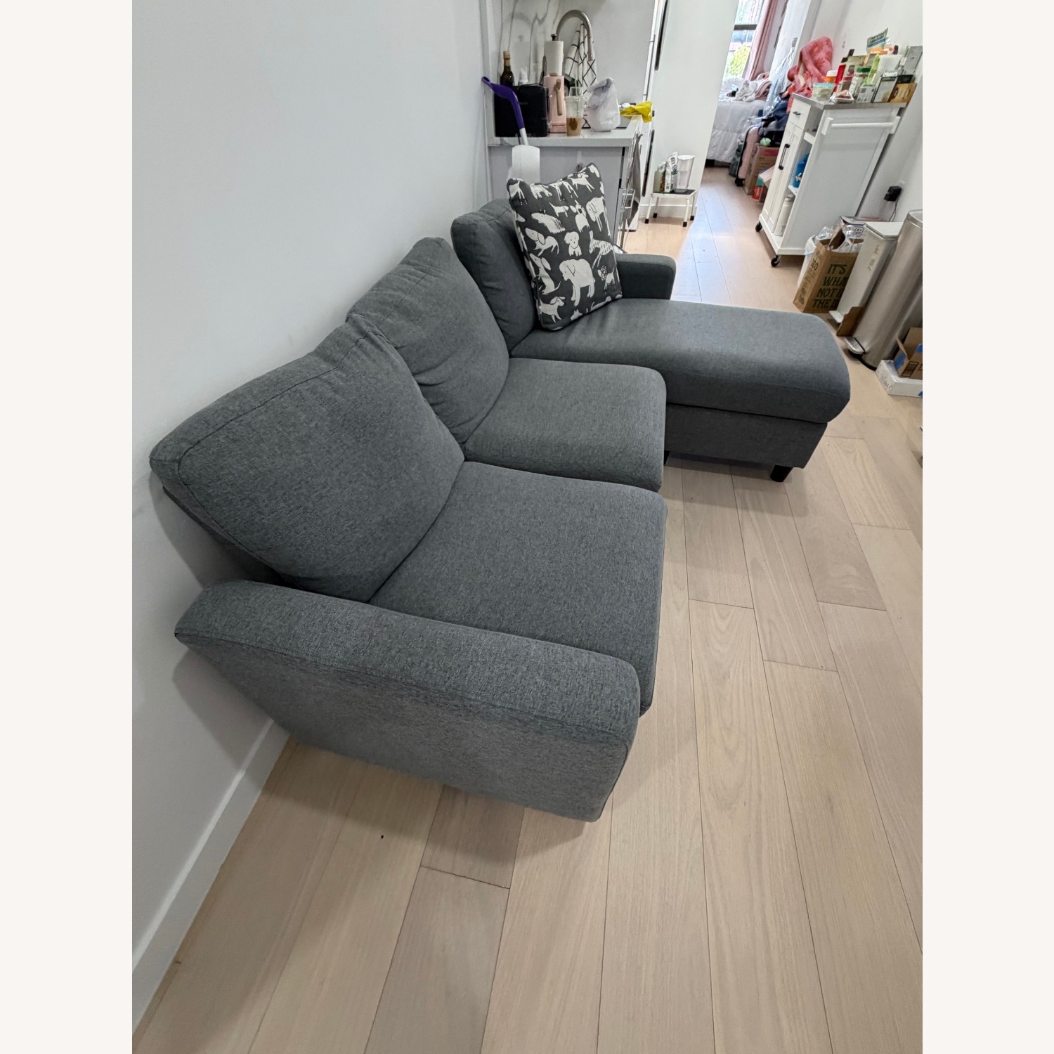 Dark Gray Fabric 2 Piece Sectional - image-2