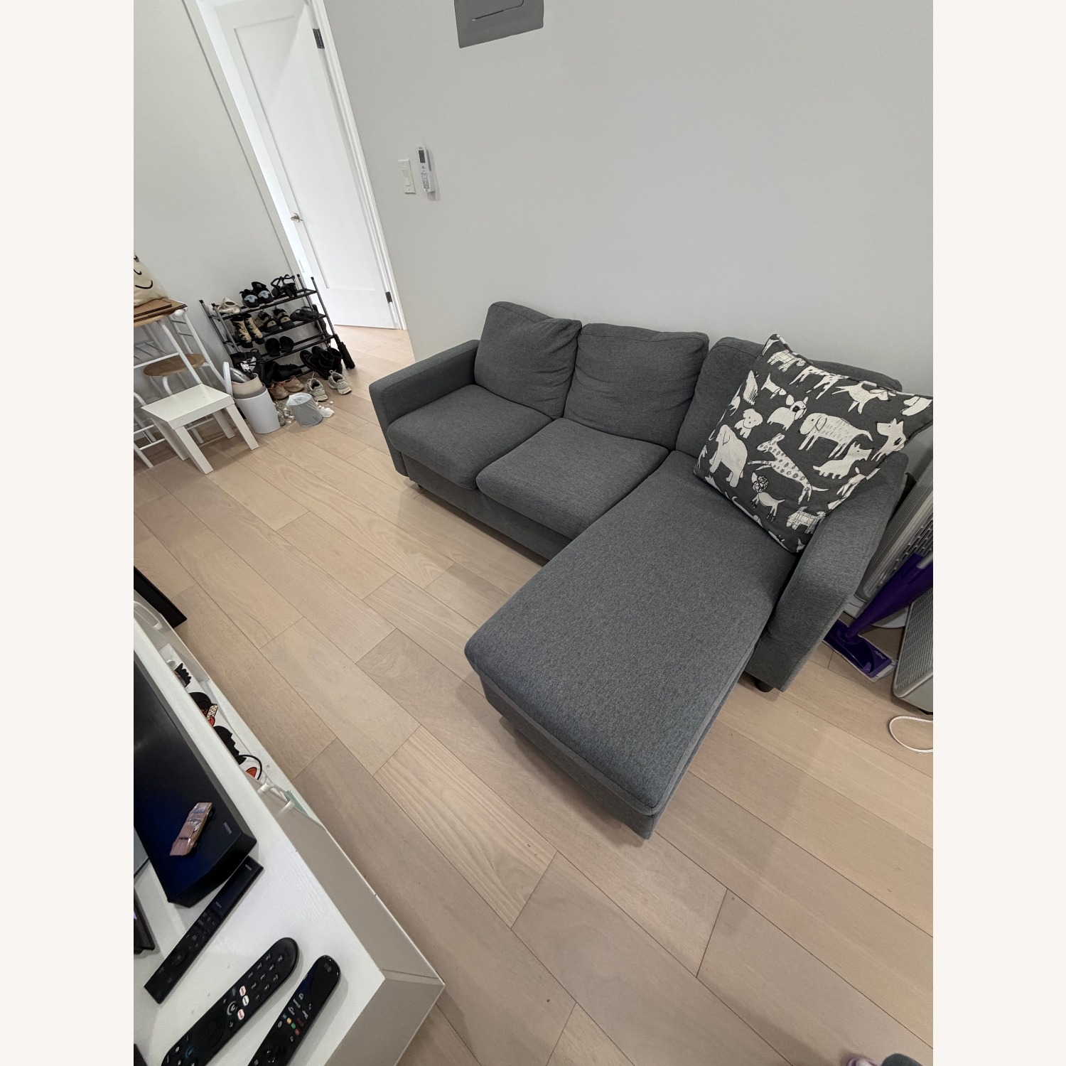 Dark Gray Fabric 2 Piece Sectional - image-3
