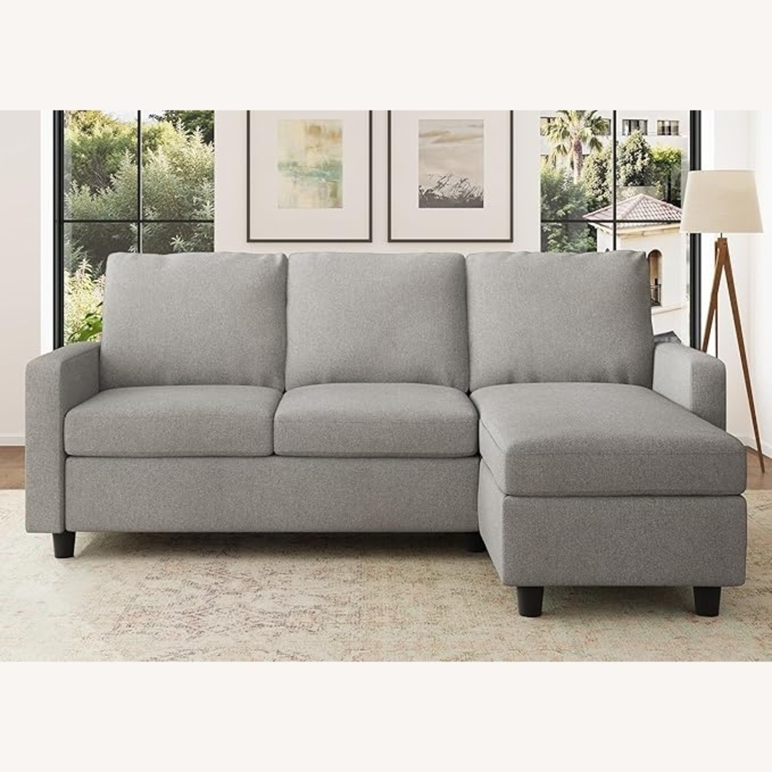 Dark Gray Fabric 2 Piece Sectional - image-4