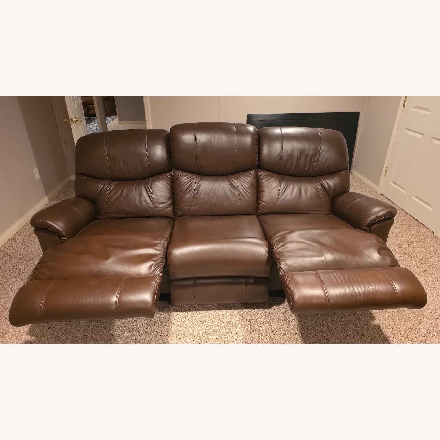 La-Z-Boy Dark Brown Leather 3+ Seater Sofa - image-1