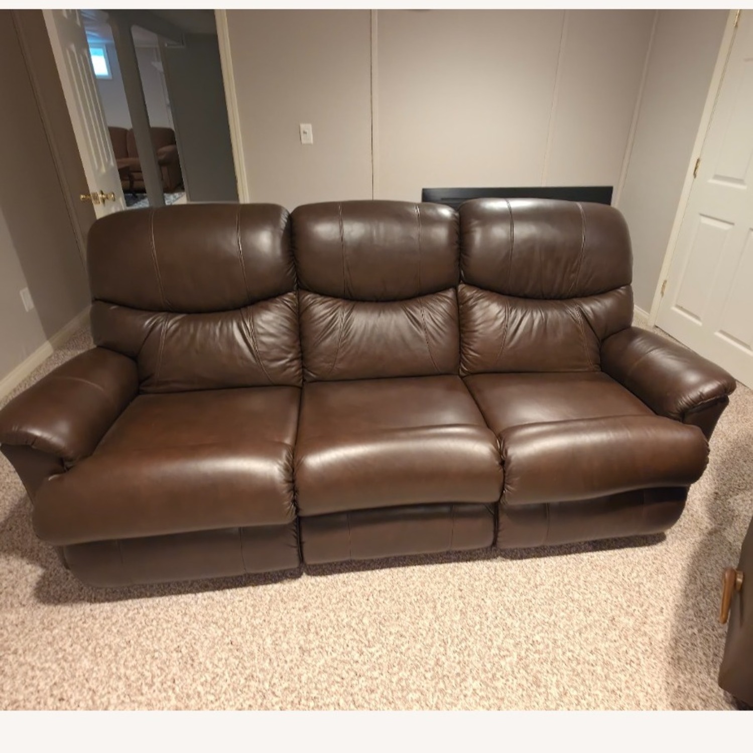 La-Z-Boy Dark Brown Leather 3+ Seater Sofa - image-5