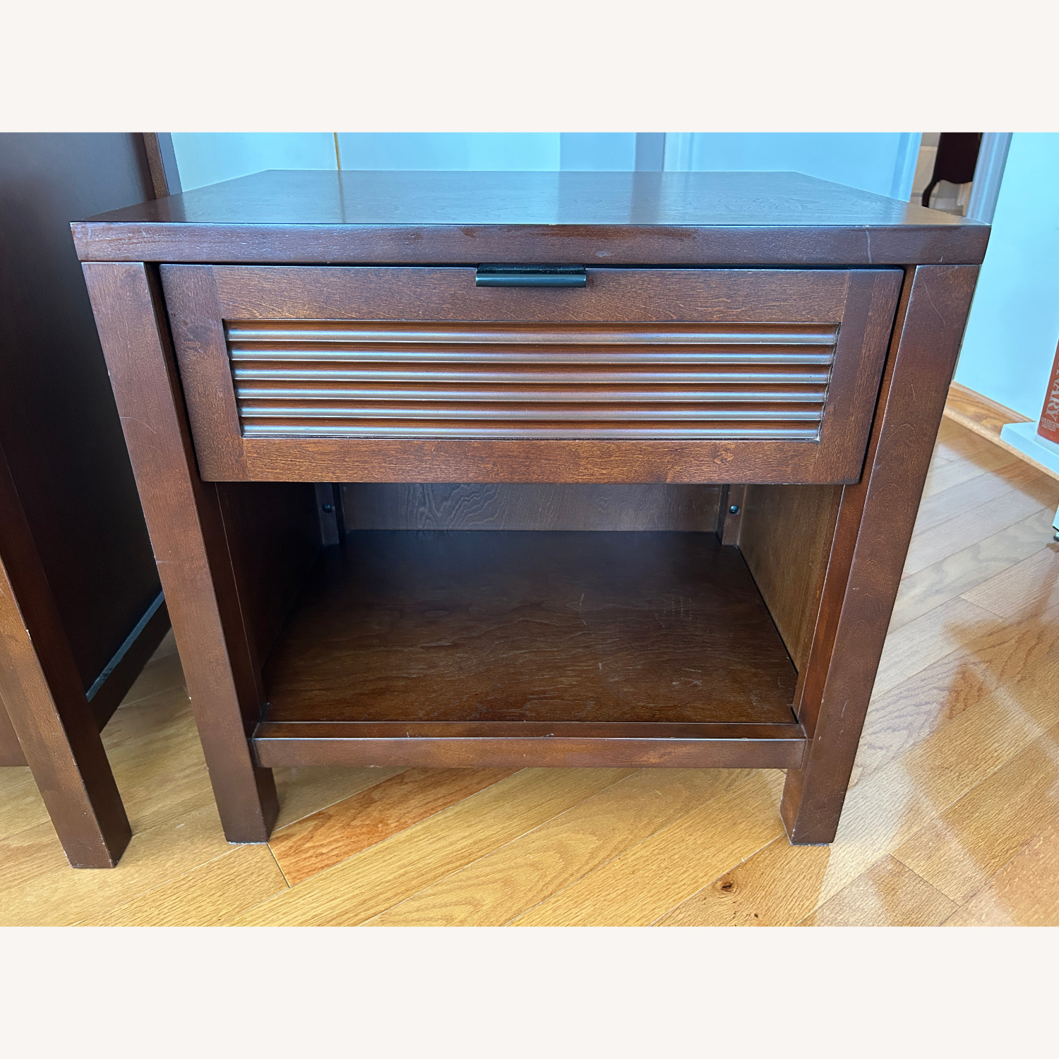 Crate & Barrel 2 Dark Brown Nightstands - image-1