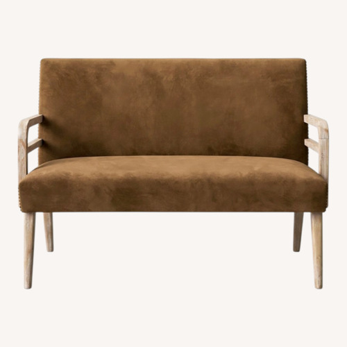 Used Vintage Russell Wright Inspired Suede Settee for sale on AptDeco
