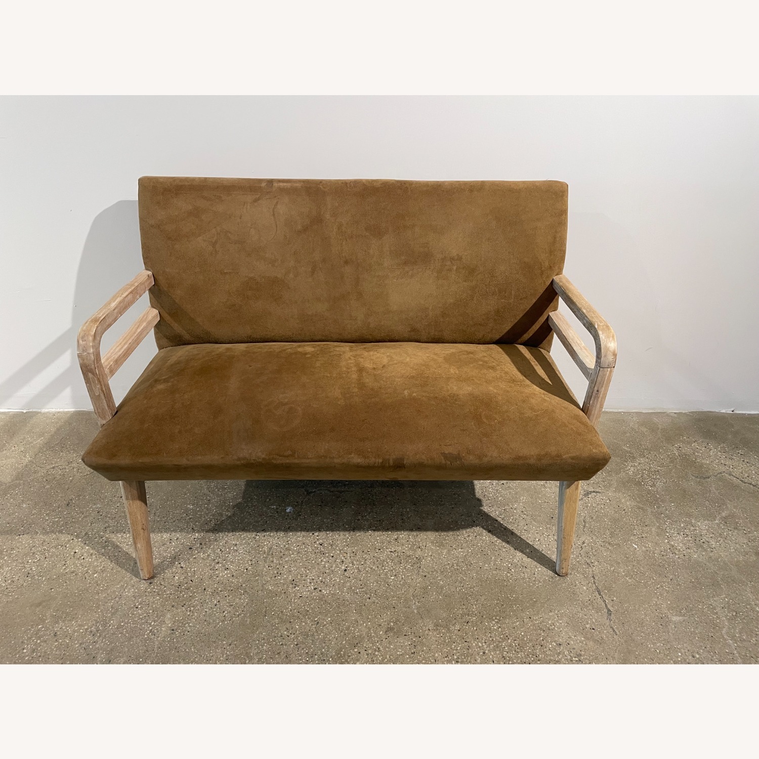 Vintage Russell Wright Inspired Suede Settee - image-2