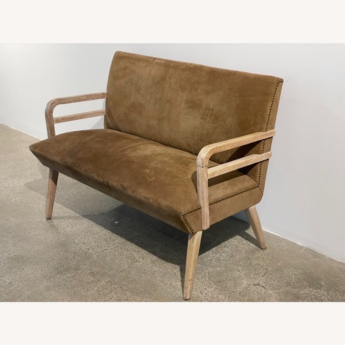 Used Vintage Russell Wright Inspired Suede Settee for sale on AptDeco