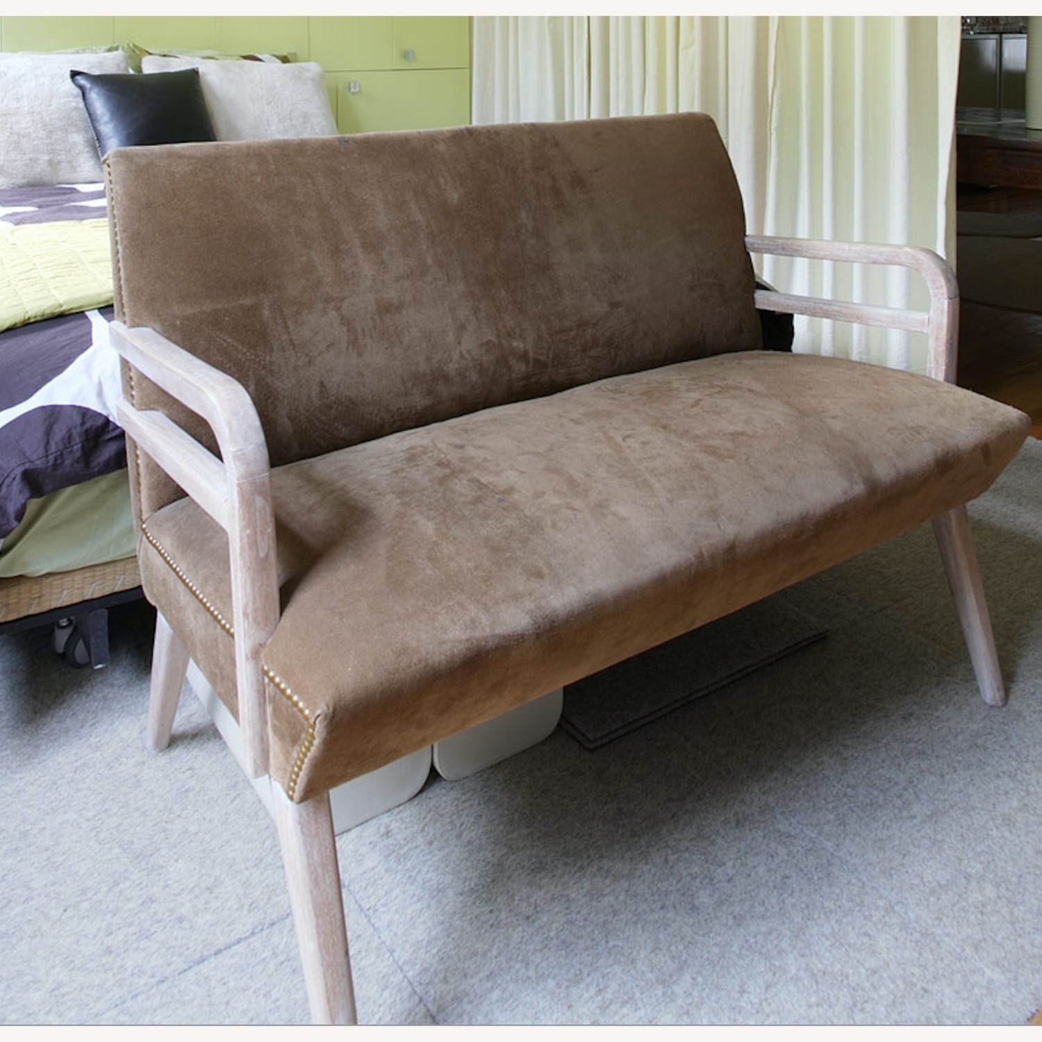 Vintage Russell Wright Inspired Suede Settee - image-10
