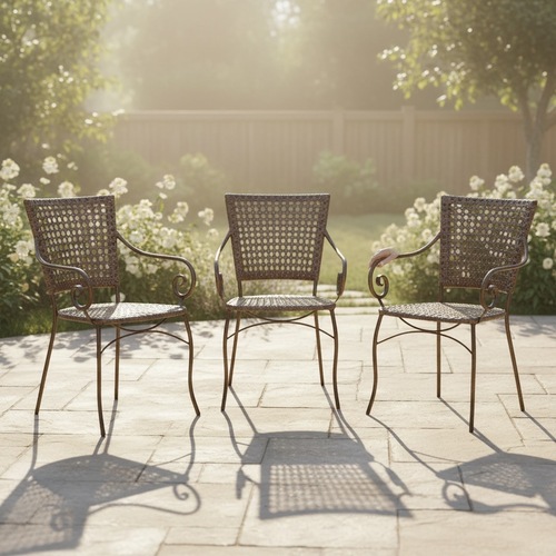 Used Vintage Wrought Iron Woven Rattan Chairs 1970s for sale on AptDeco