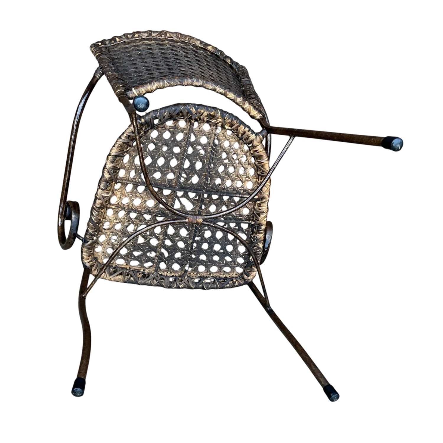 Vintage Wrought Iron Woven Rattan Chairs 1970s - image-5