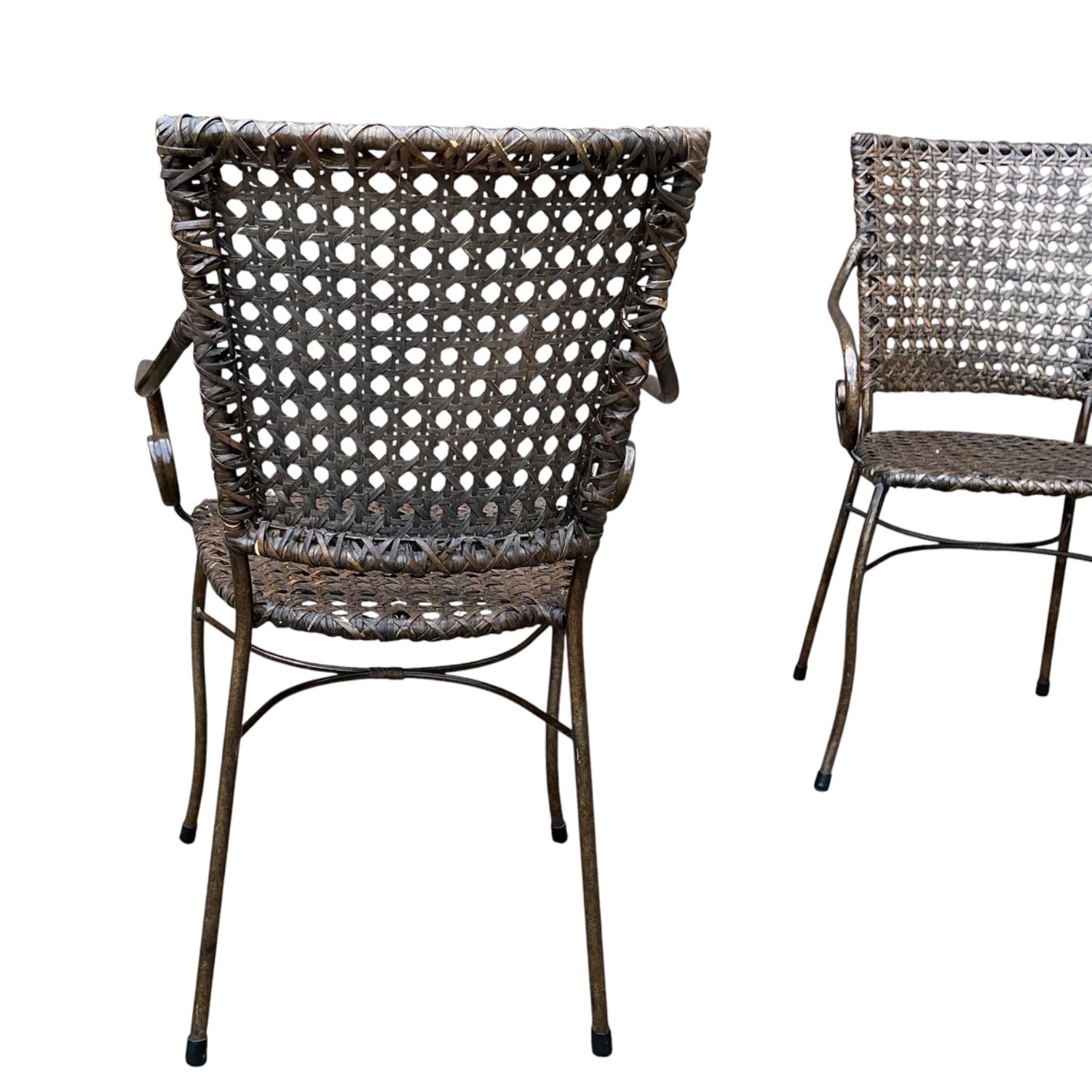 Vintage Wrought Iron Woven Rattan Chairs 1970s - image-4