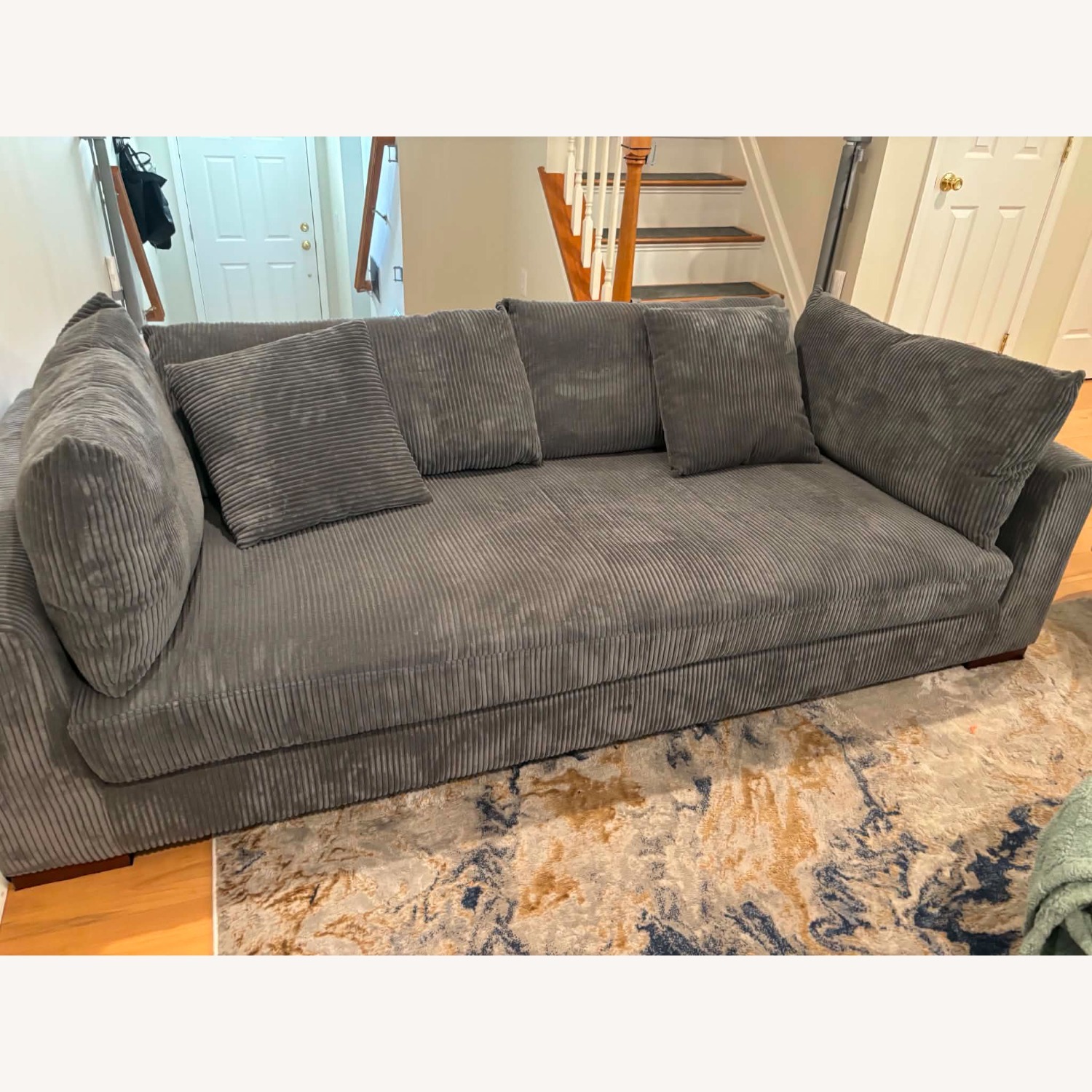 Comfortable 3-Seater Sofa – Dark Gray Corduroy - image-2
