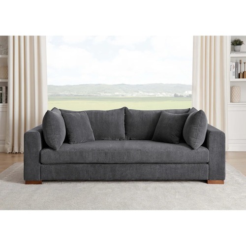 Used Comfortable 3-Seater Sofa – Dark Gray Corduroy for sale on AptDeco