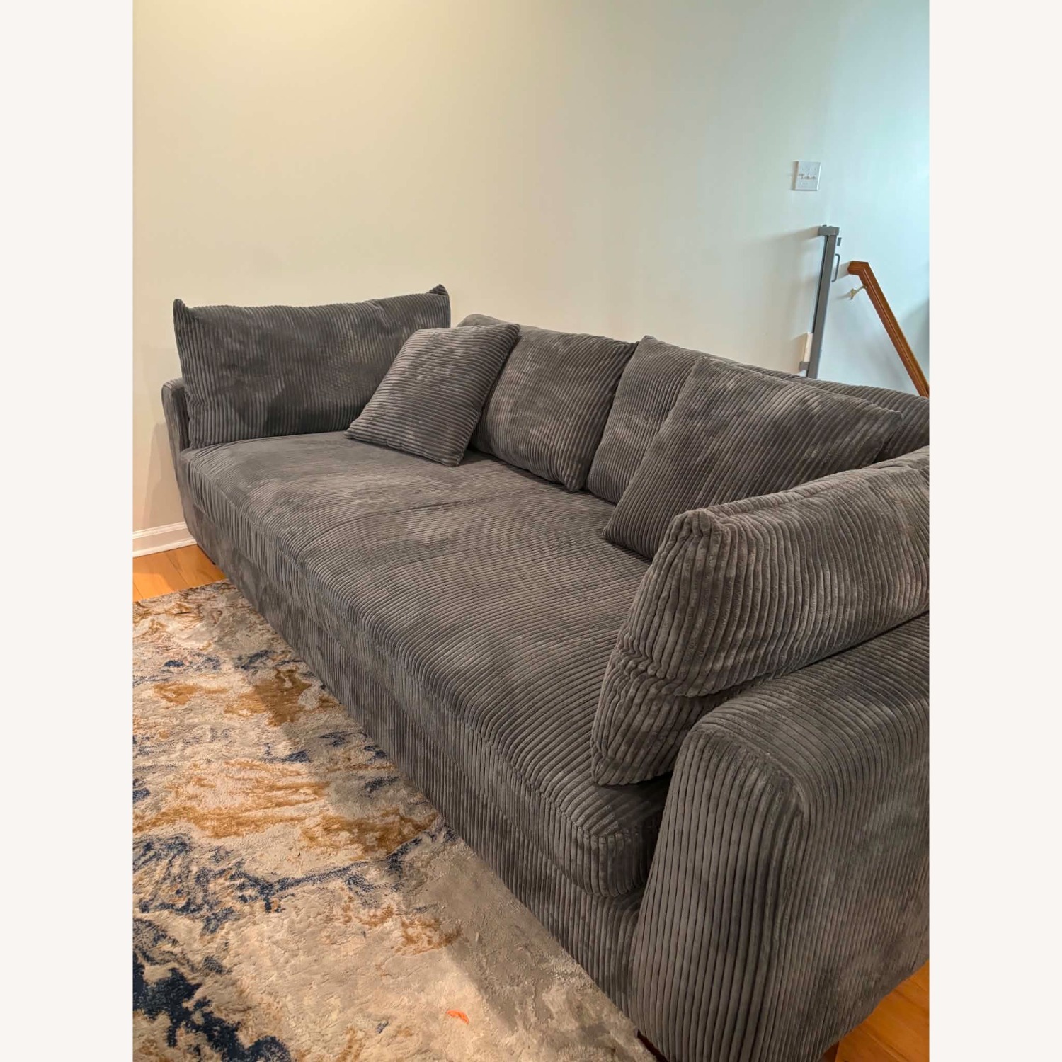 Comfortable 3-Seater Sofa – Dark Gray Corduroy - image-5