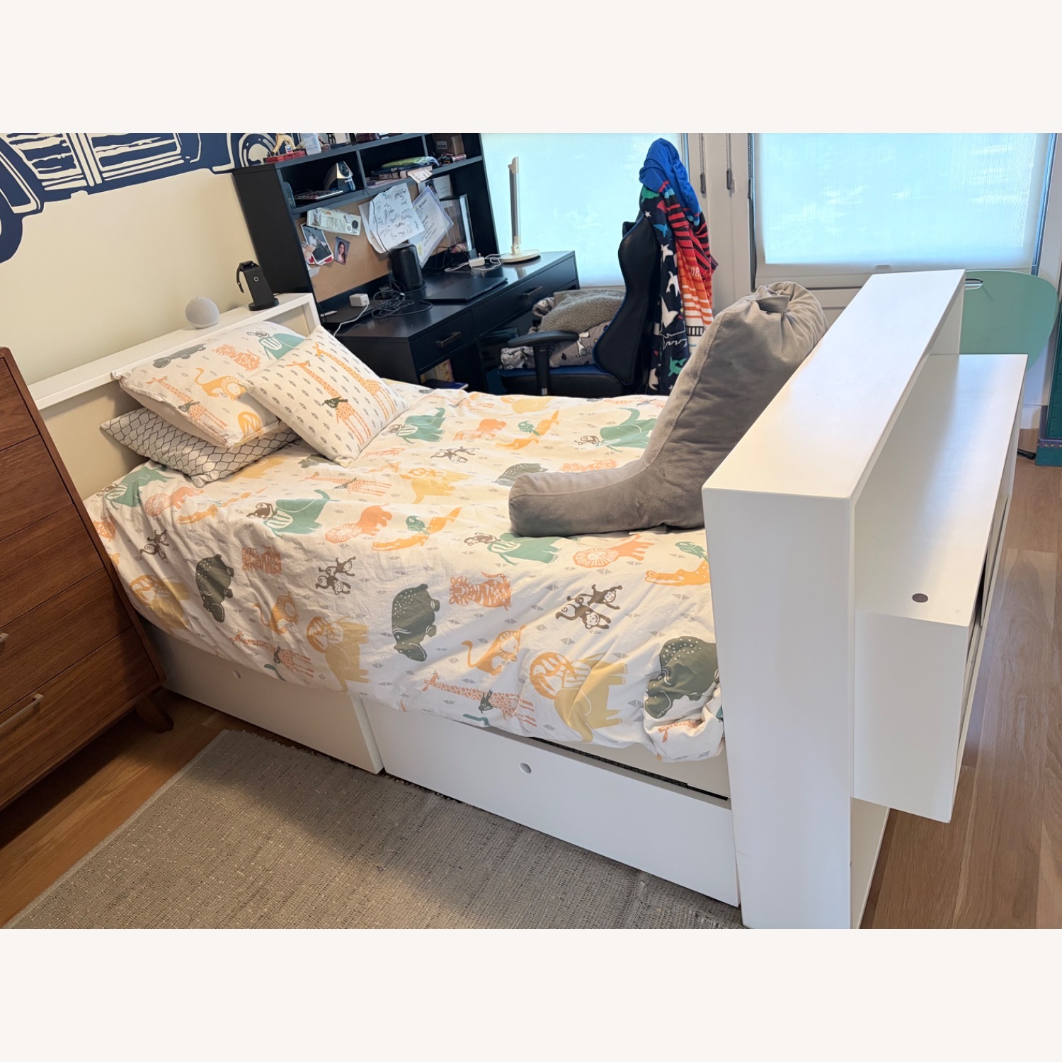 Wooden Twin Bed With Storage - image-1