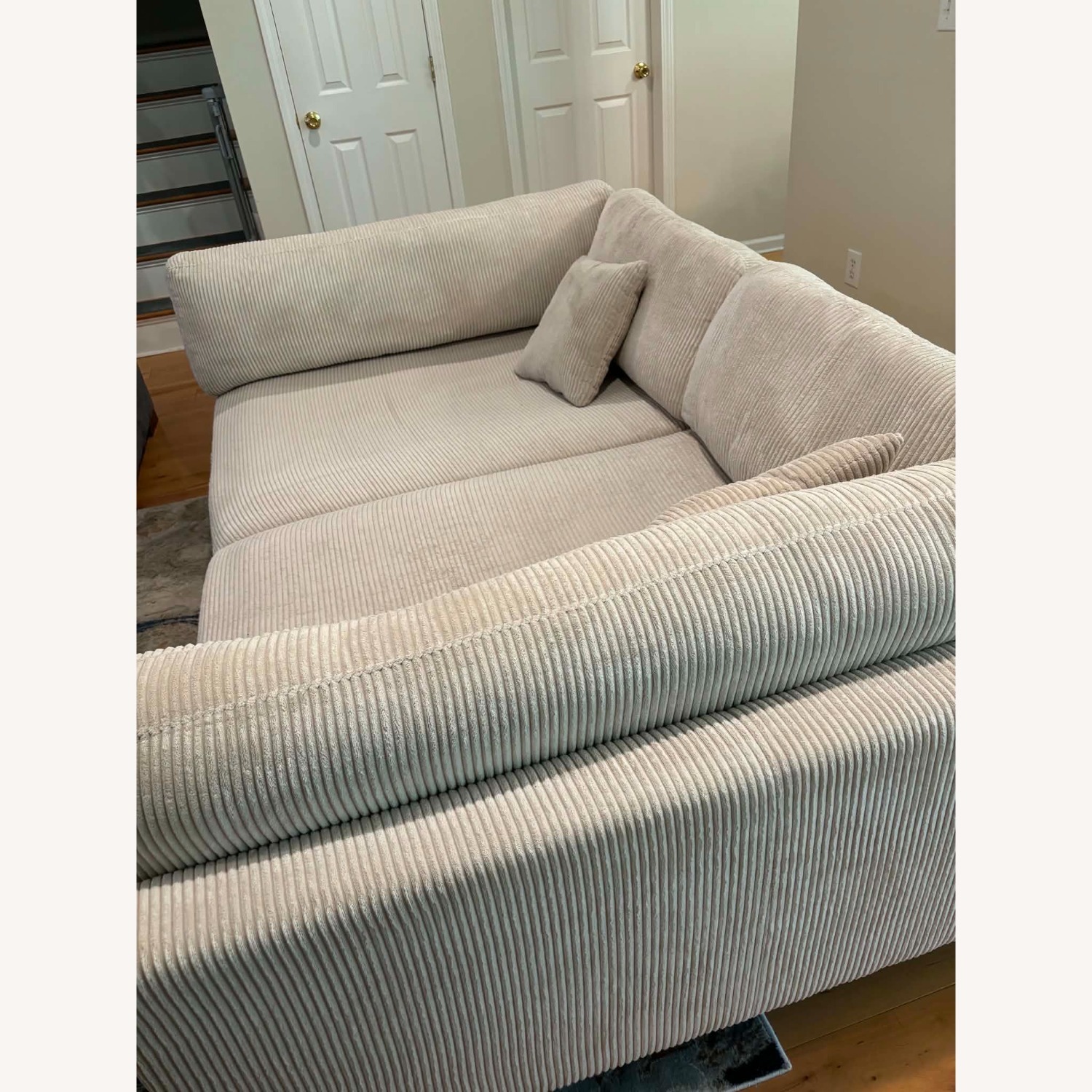 Assel 116'' Corduroy Natural Fabric 4+ Seater Sofa - image-3