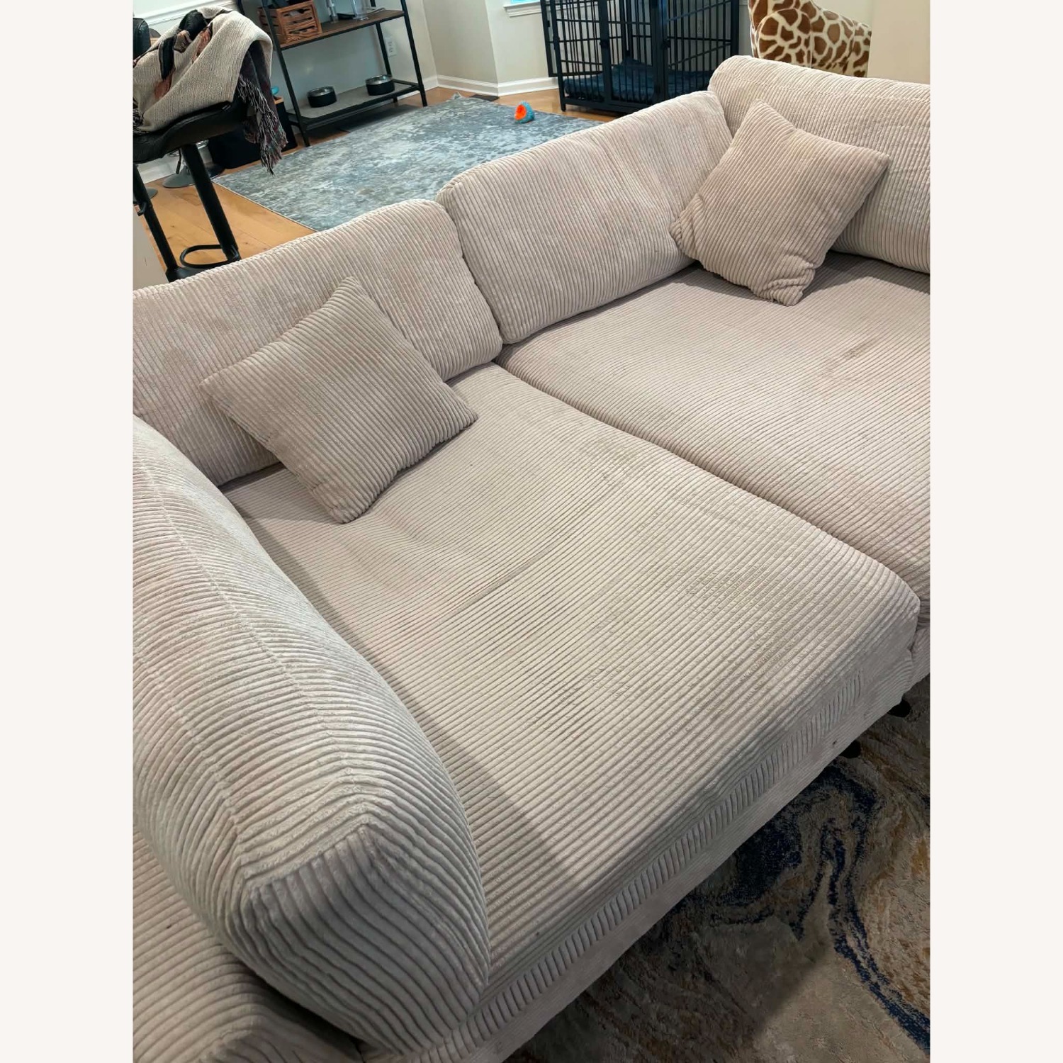 Assel 116'' Corduroy Natural Fabric 4+ Seater Sofa - image-2
