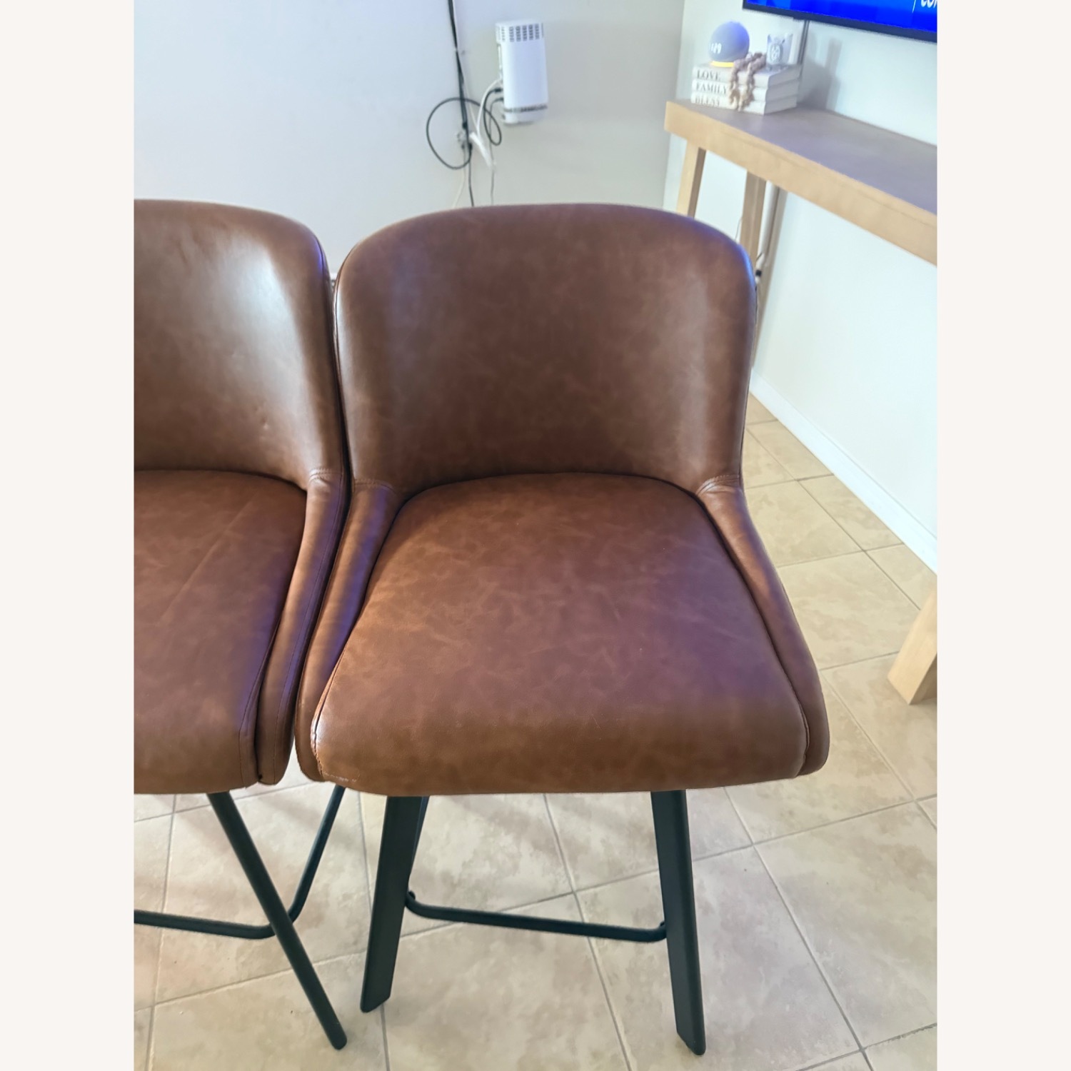 Amazon Dark Brown Faux Leather Stool - image-4