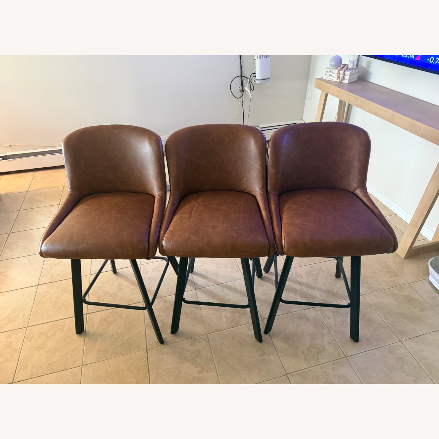 Amazon Dark Brown Faux Leather Stool - image-1