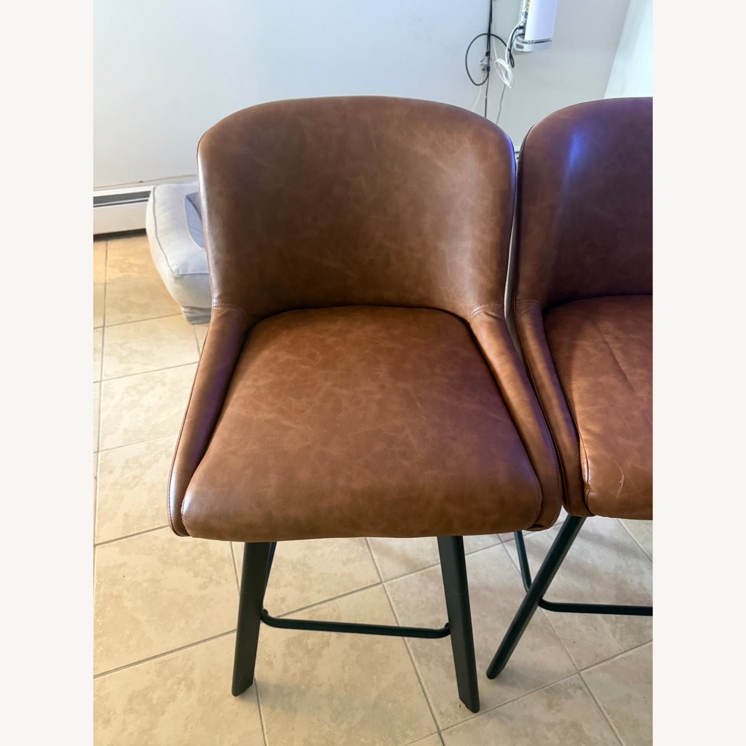 Amazon Dark Brown Faux Leather Stool - image-2