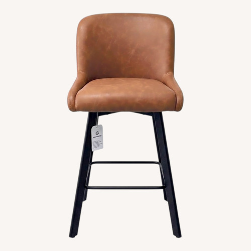 Used Amazon Dark Brown Faux Leather Stool for sale on AptDeco