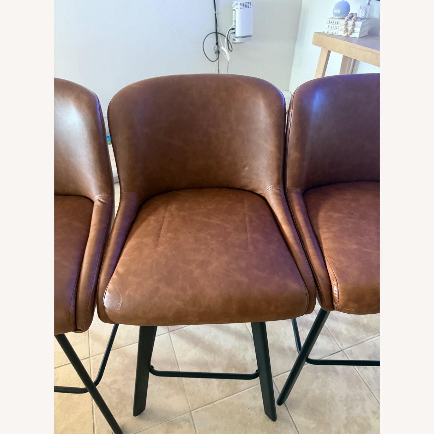 Amazon Dark Brown Faux Leather Stool - image-3
