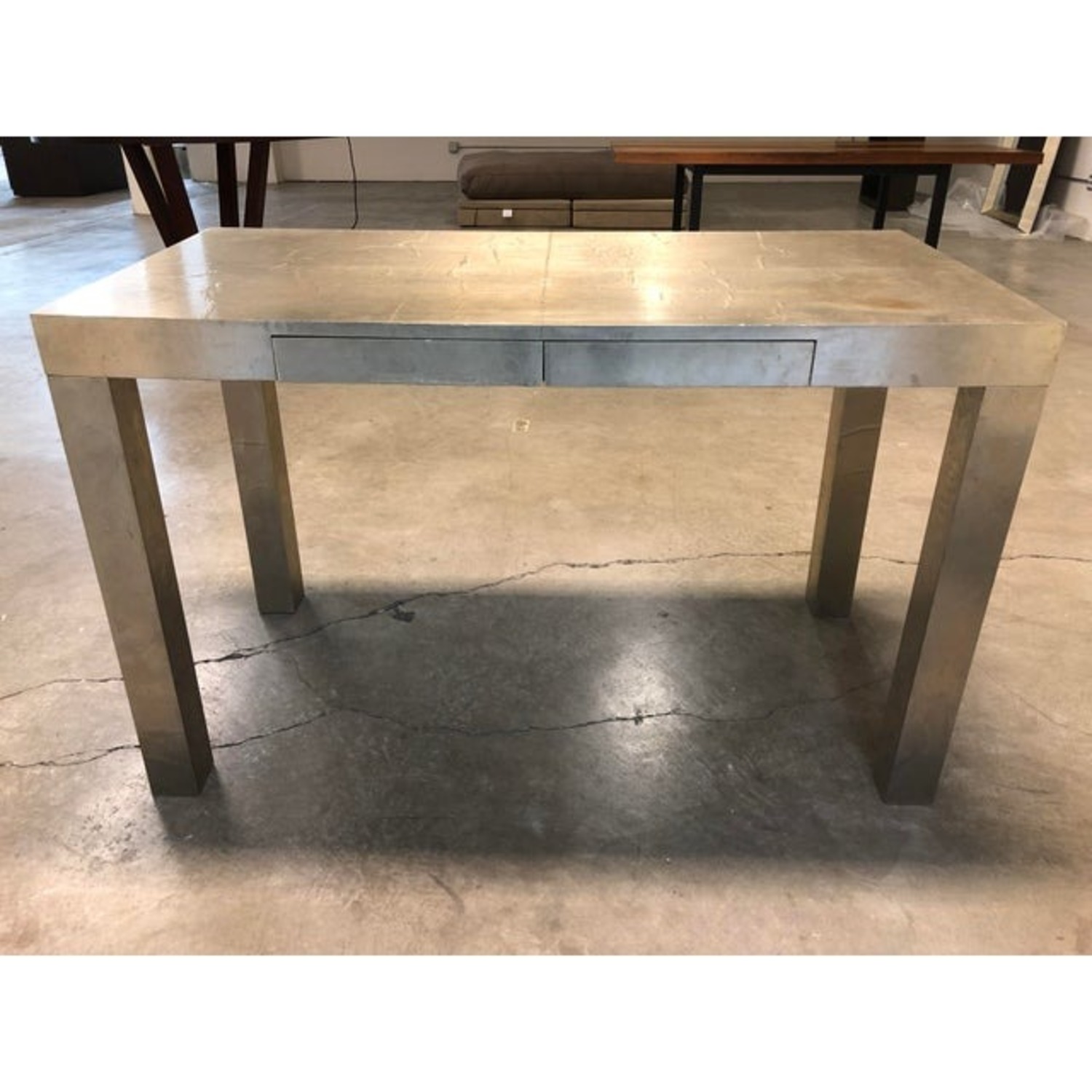 West Elm Silver/Bronze Wrapped Metal Desk - image-4