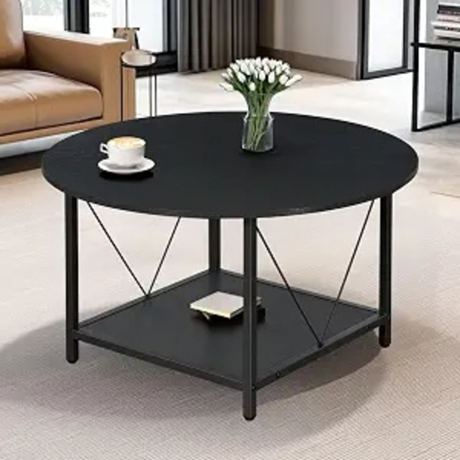 Amazon YITAHOME Black Wood Coffee Table - image-5
