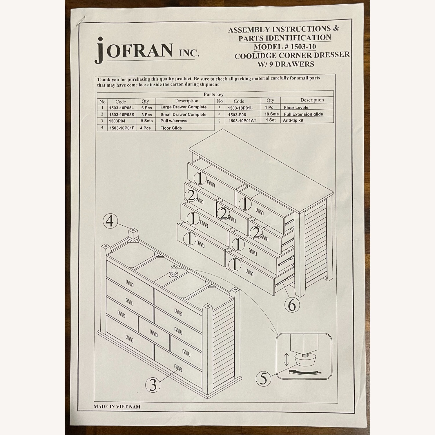 Jofran Coolidge Corner Acacia Wood Dresser - image-12