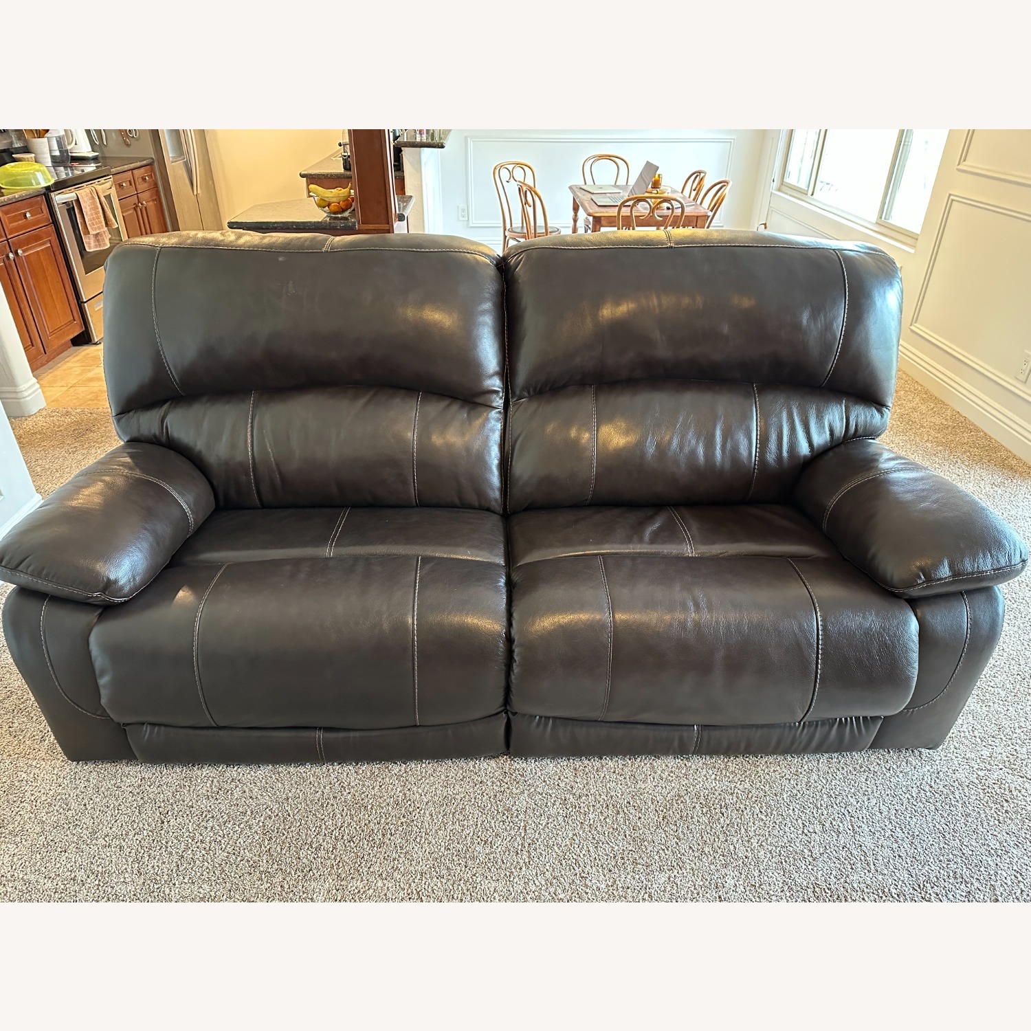 Ashley Furniture Hallstrung Leather Power Reclining Sofa - Dark Brown - image-1