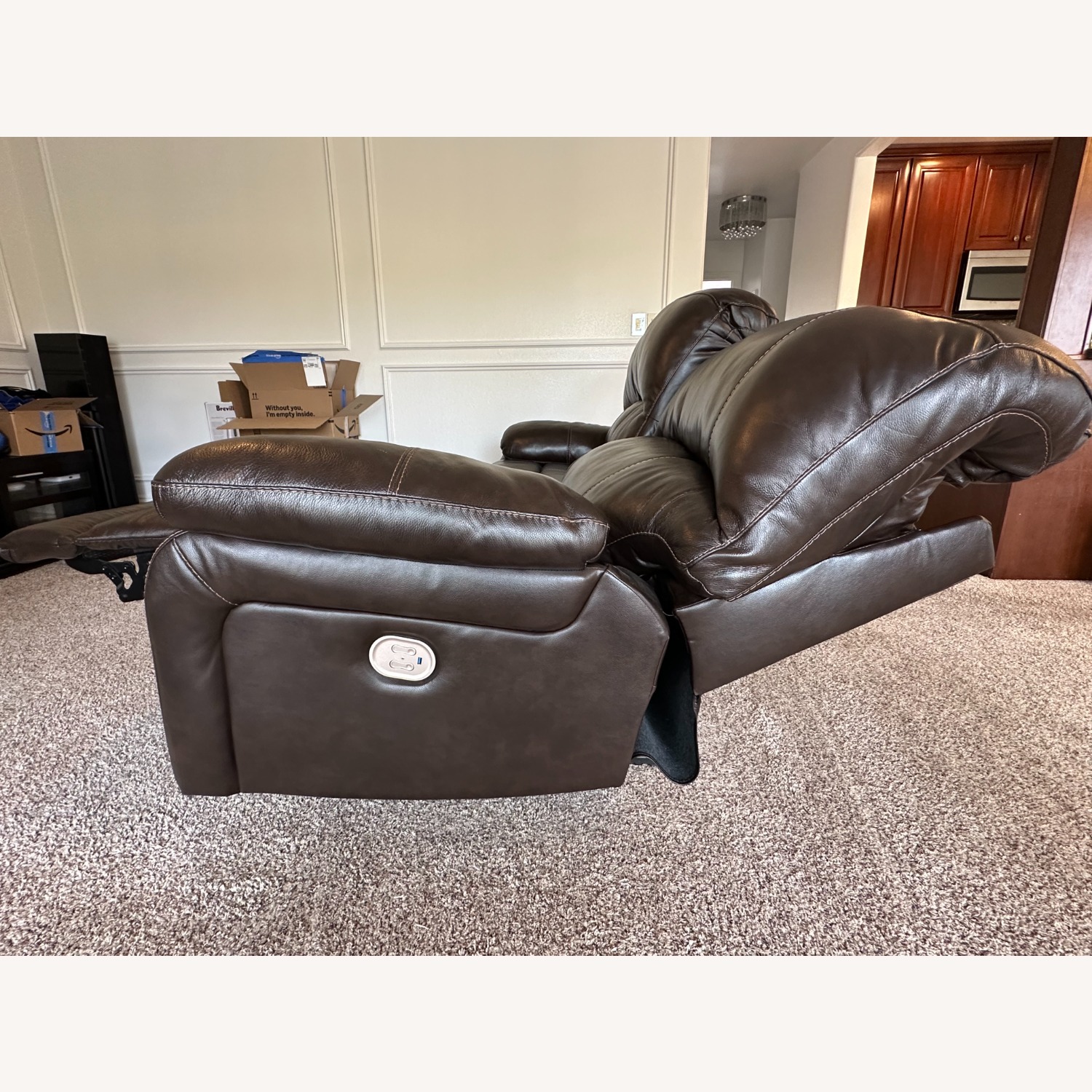 Ashley Furniture Hallstrung Leather Power Reclining Sofa - Dark Brown - image-6