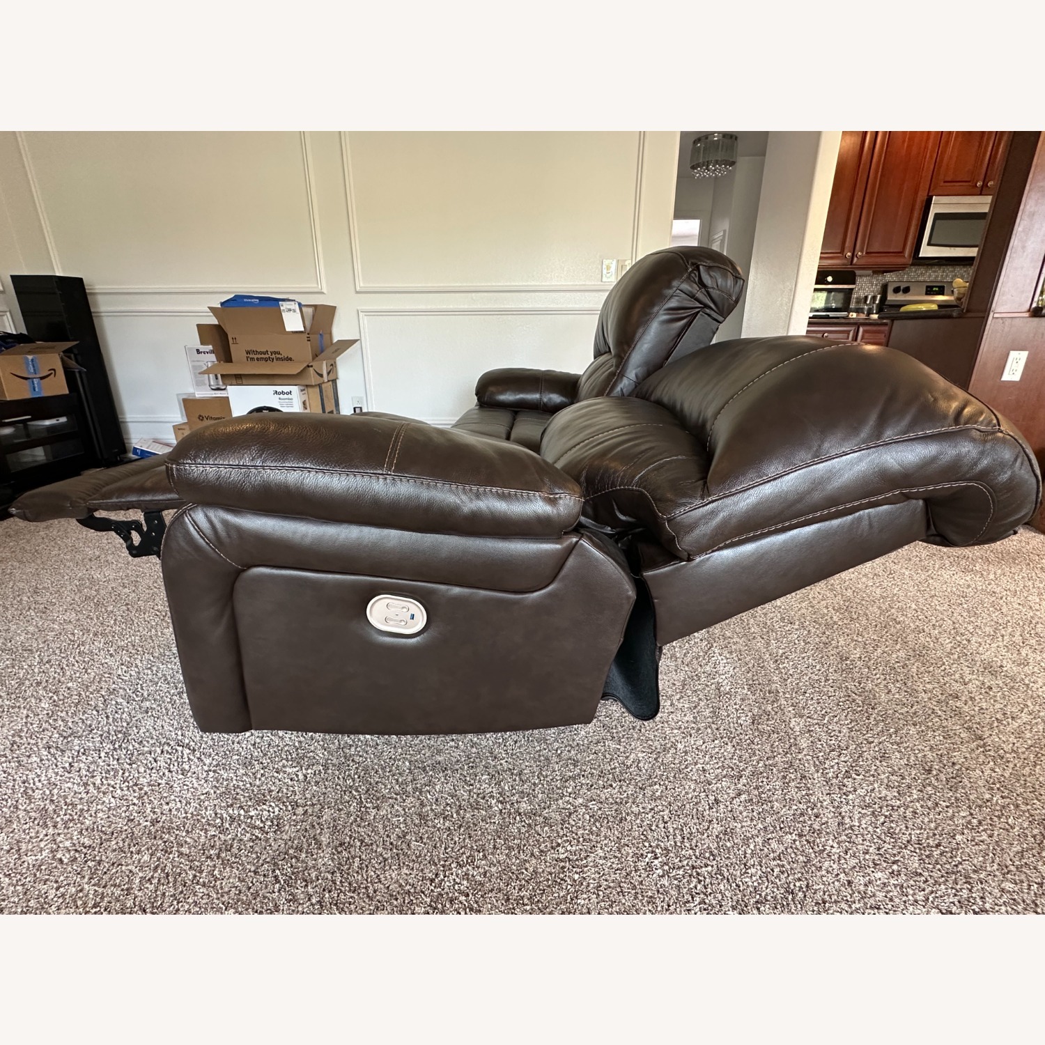 Ashley Furniture Hallstrung Leather Power Reclining Sofa - Dark Brown - image-5