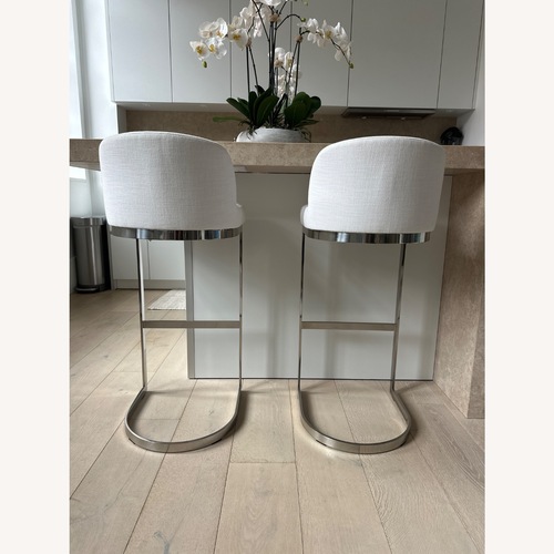 Used Restoration Hardware White 1960s Rome Fabric Stool for sale on AptDeco