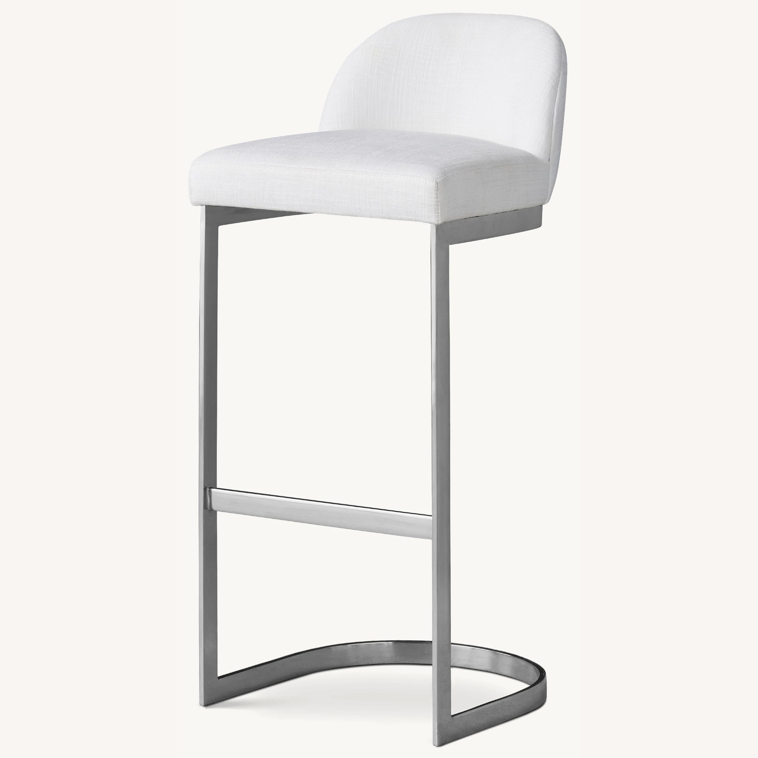 Restoration Hardware White 1960s Rome Fabric Stool - image-0
