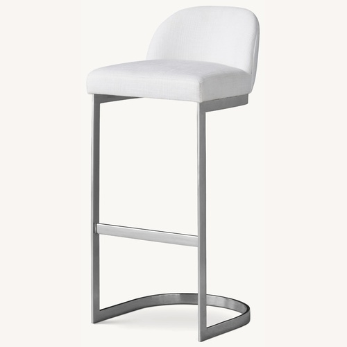 Used Restoration Hardware White 1960s Rome Fabric Stool for sale on AptDeco
