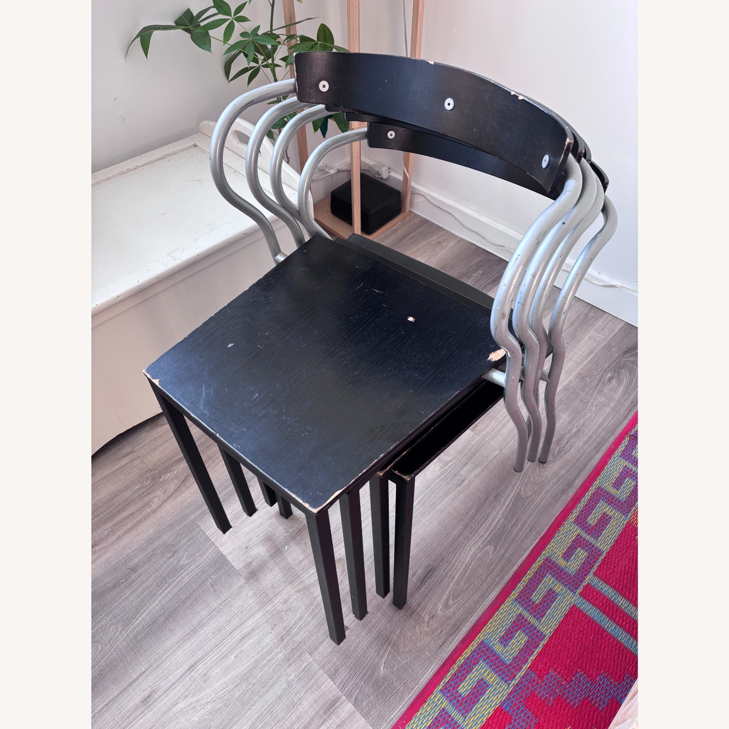 Vintage Black + Metal Dining Chairs - image-2