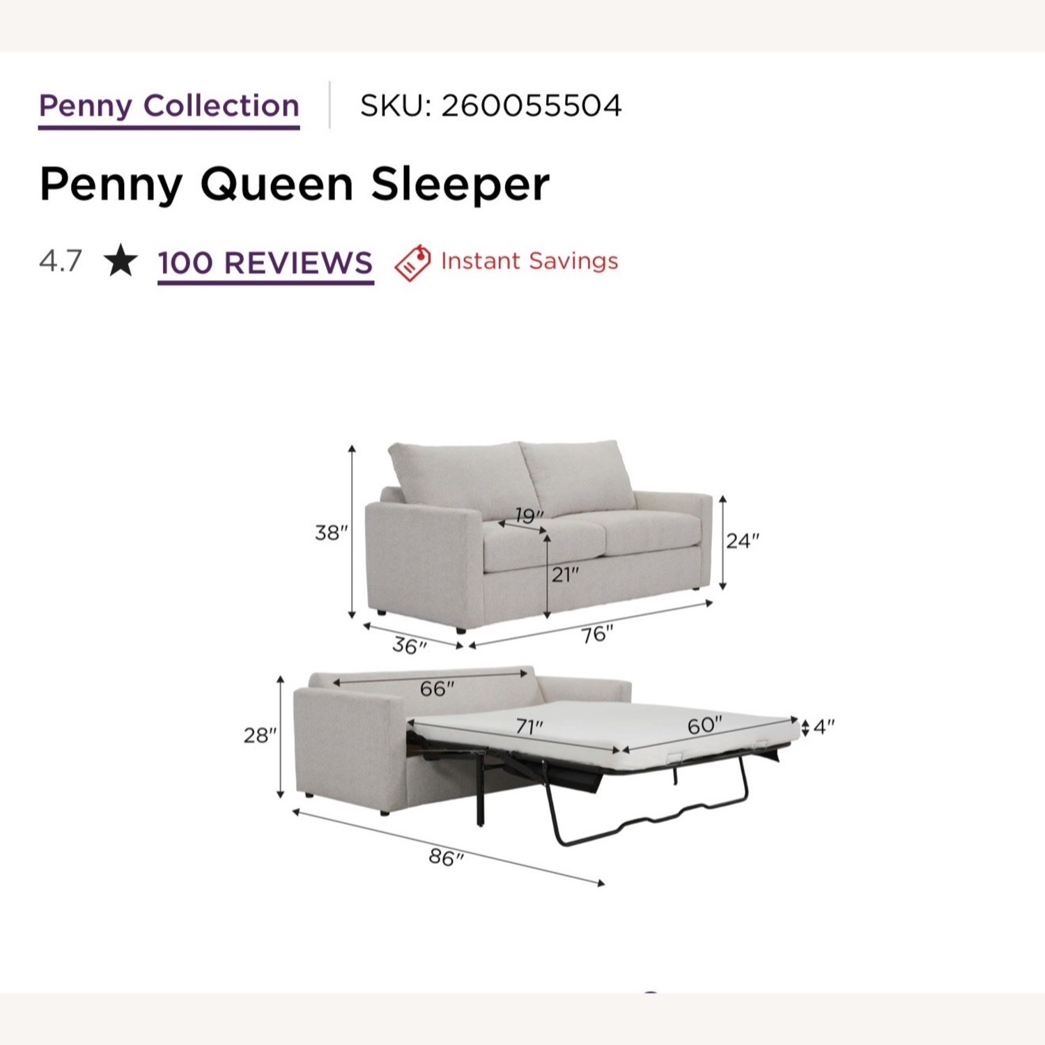 Raymour & Flanigan Penny Natural Fabric Sleeper Sofa - image-2
