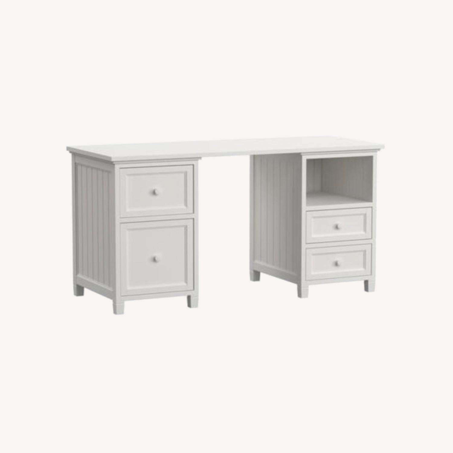 Pottery Barn Beadboard White Wood Desk - image-10