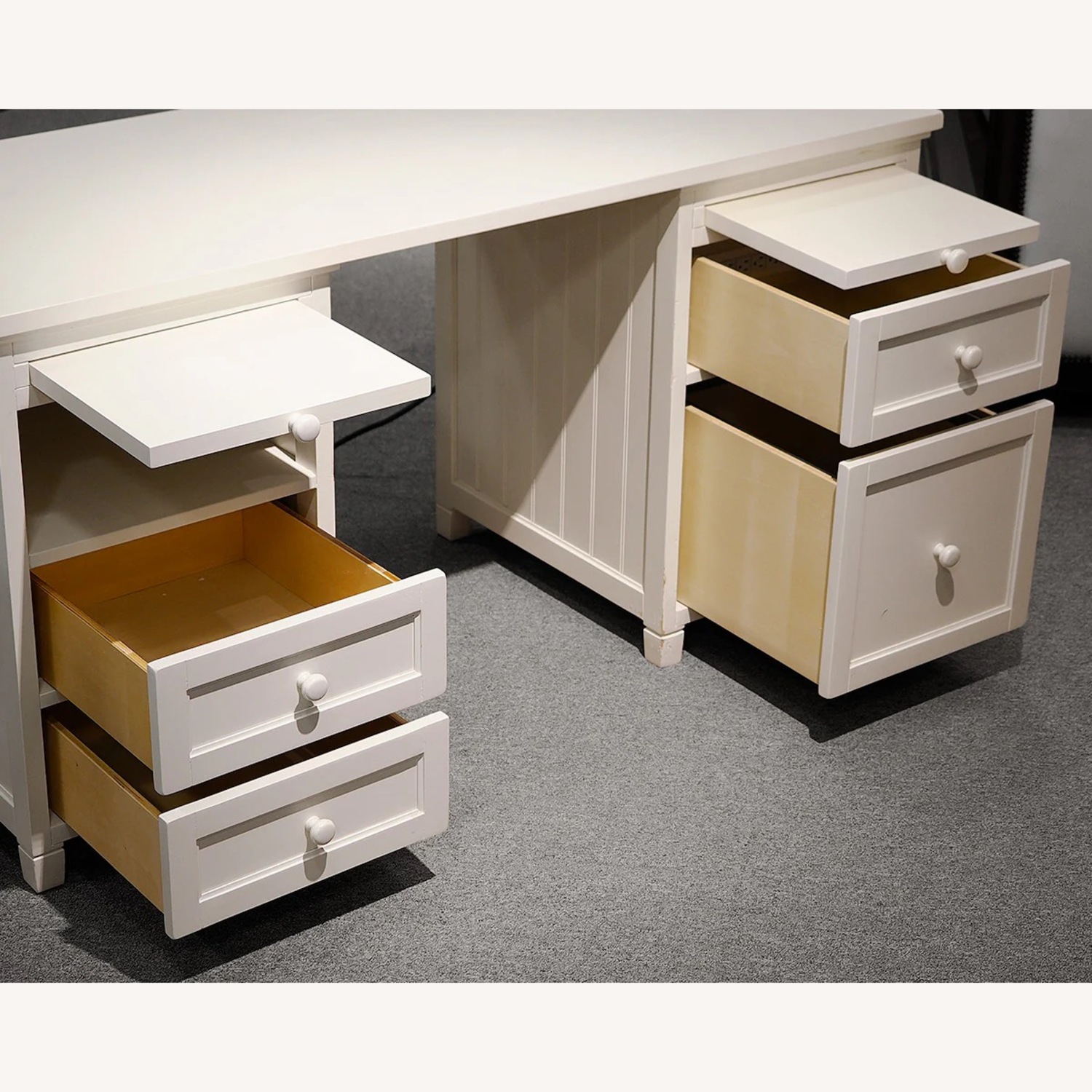 Pottery Barn Beadboard White Wood Desk - image-4